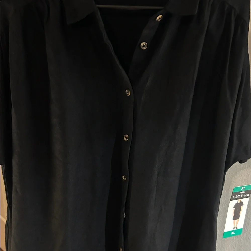 Well Worn Classic Black Button Down Dress - Picture 3 of 9